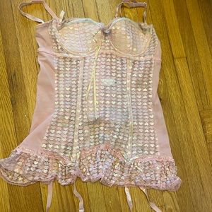 Adorable iridescent pink heart corset